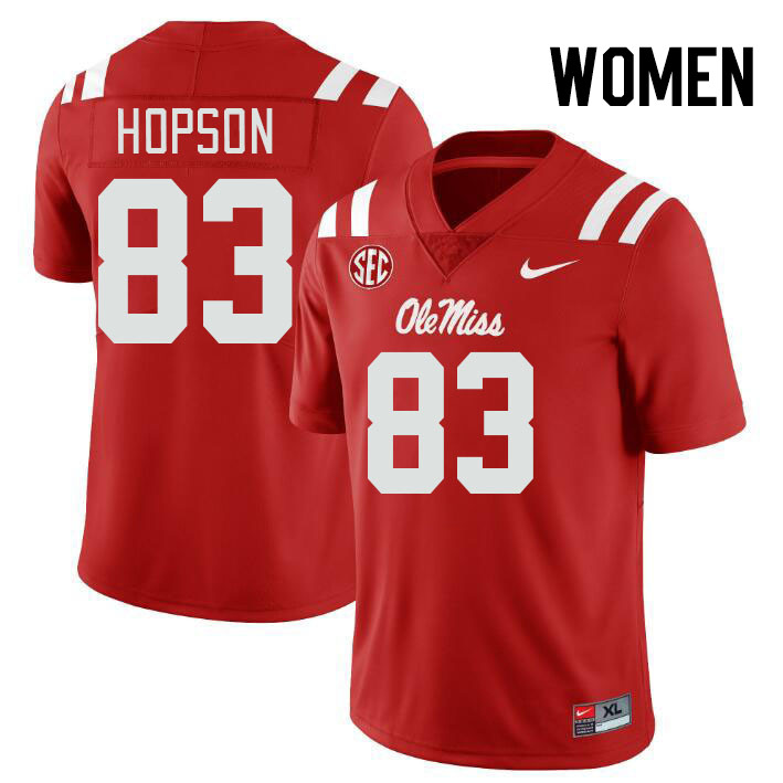 Women #83 Jarnorris Hopson Ole Miss Rebels College Football Jerseys Stitched-Red